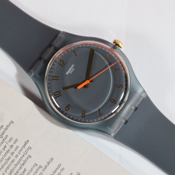 New Swiss Swatch Nuit Blue Dark Gray Dial UNisex Watch SUOM105 New Gent 41MM main image 4